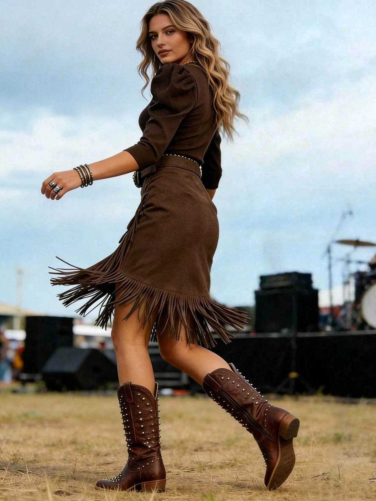 Western Fringe Faux-Suede Skirt — product view 2