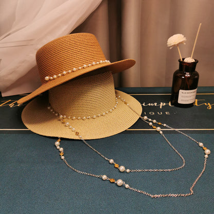 Pearl-Trim Straw Hat — product view 8