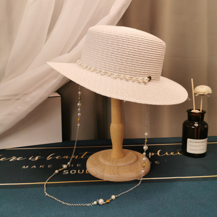 Pearl-Trim Straw Hat — product view 9