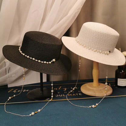 Pearl-Trim Straw Hat — product view 7