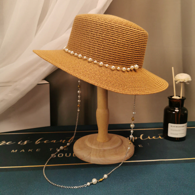 Pearl-Trim Straw Hat — product view 2