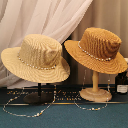 Pearl-Trim Straw Hat — product view 6