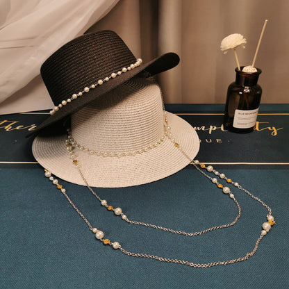 Pearl-Trim Straw Hat — product view 3