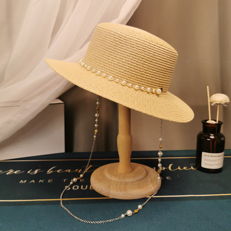 Pearl-Trim Straw Hat — product view 4