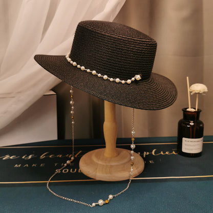 Pearl-Trim Straw Hat — product view 11