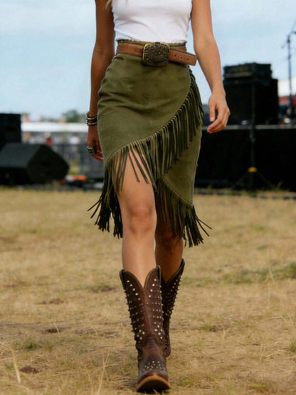 Western Fringe Faux-Suede Skirt — product view 6