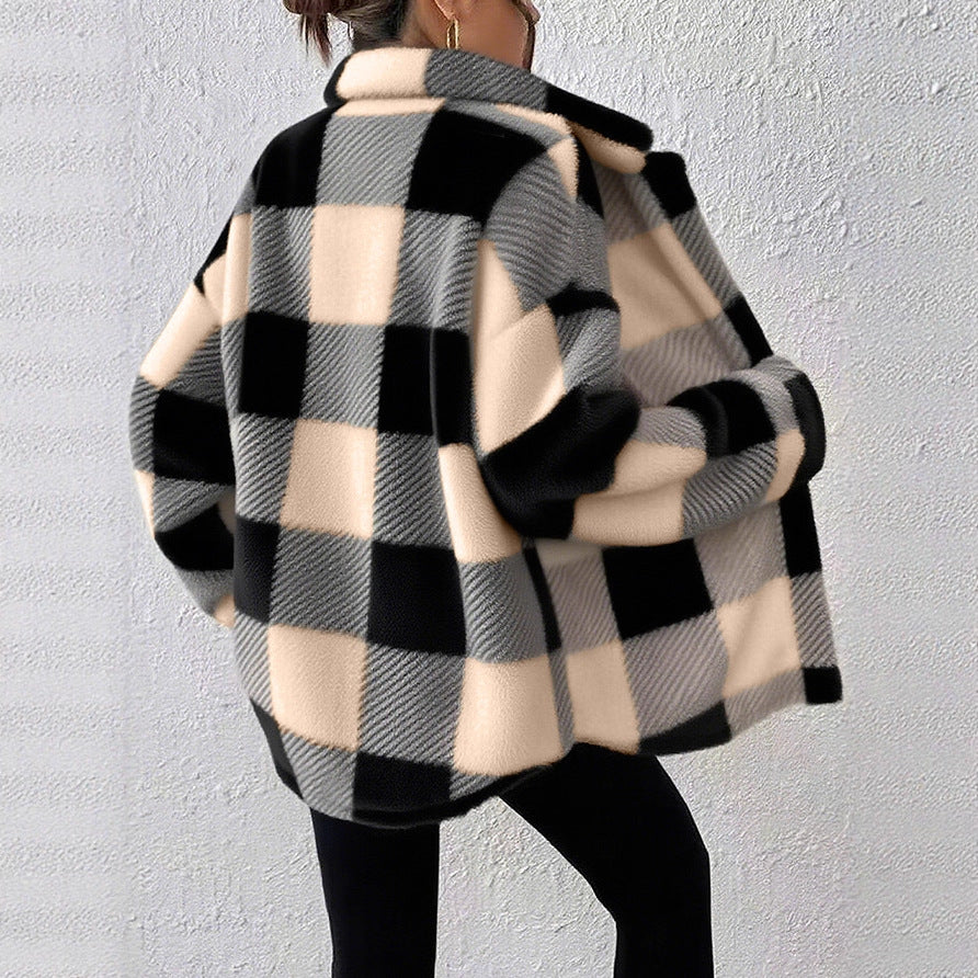 Plaid Plush Button-Front Jacket — product view 2