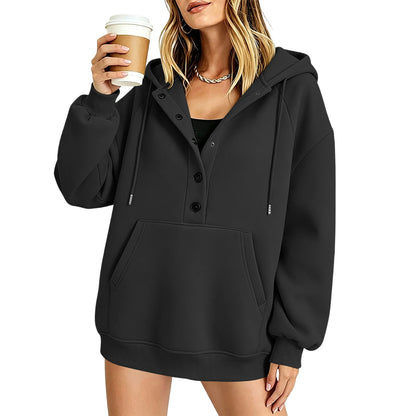 Relaxed Button-Neck Hoodie — product view 5