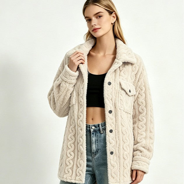 Cable-Texture Fleece Jacket — product view 3