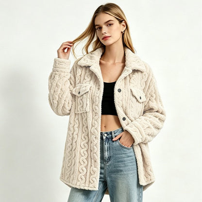 Cable-Texture Fleece Jacket — product view 1