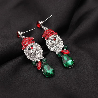 3 Pcs Christmas Austrian Crystal Pendant Necklace Adjustable Ring Brooch Deer Costume Jewelry Set for Christmas Thanksgiving Gifts for Women