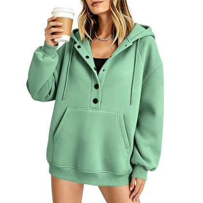 Relaxed Button-Neck Hoodie — product view 8