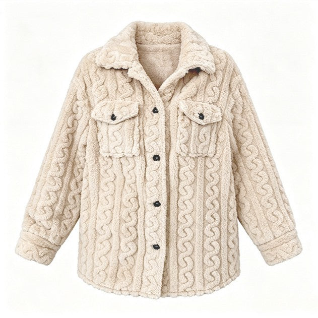 Cable-Texture Fleece Jacket — product view 4