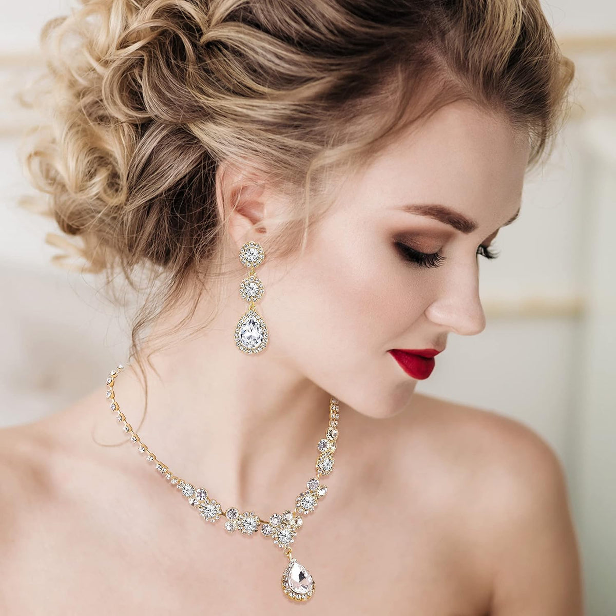 Rhinestone Wedding Jewelry Sets for Brides, Brides Bridesmaid Sets