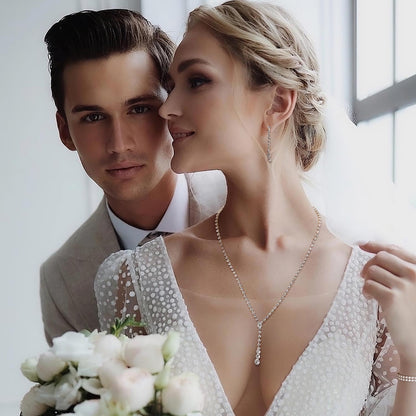 Silver Tone Jewelry Set for Women Rhinestone Wedding Jewelry