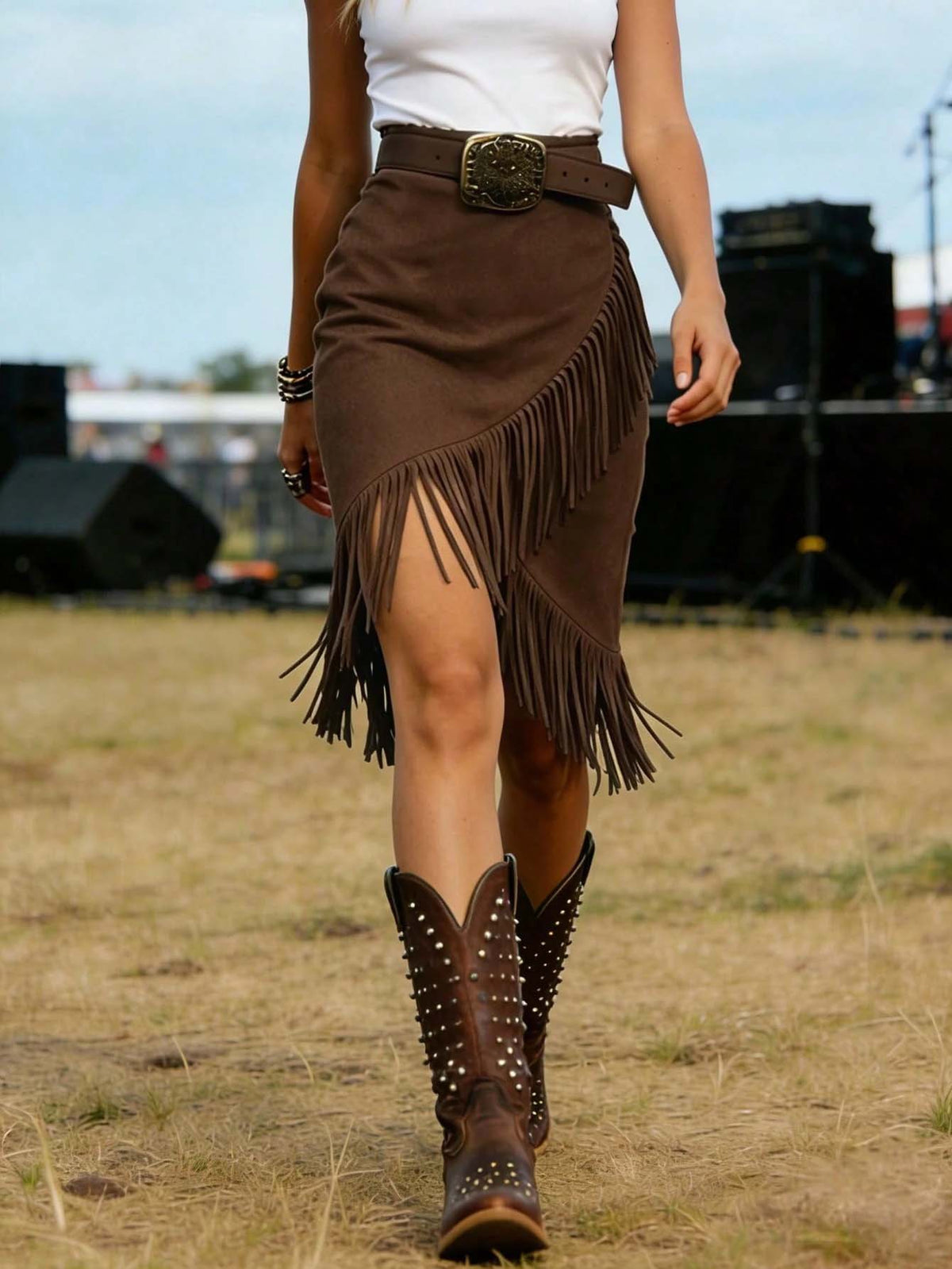 Western Fringe Faux-Suede Skirt — product view 5
